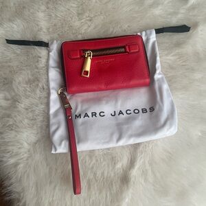 Marc Jacobs Vibrant Red Wristlet with Gold Accents BRAND NEW